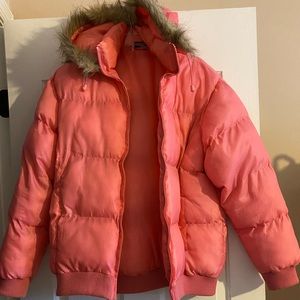 Totes womens pink puffer coat.